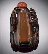 late 18th/early 19th Century A transparent brown pierced glass snuff bottle